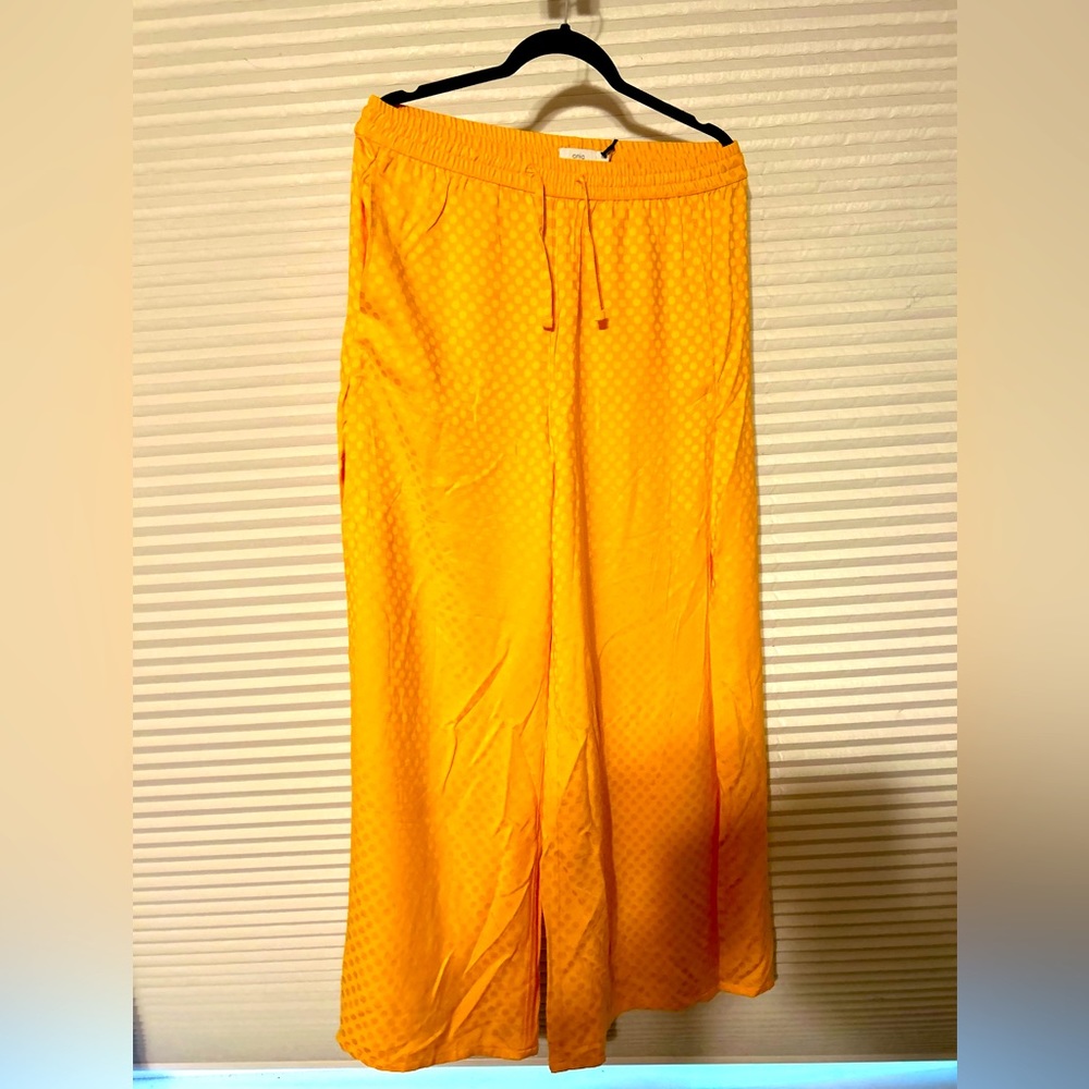 NWT Onia yellow Polka Dot Fly-Away wide Leg pants Large